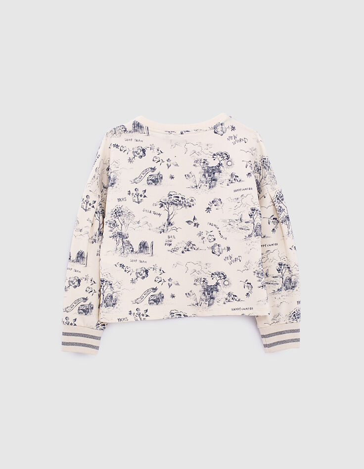 Sudadera cruda bio estampado tela de Jouy niña -3