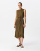 Khaki fließender Damen-Midikleid recycelter Polyester-1