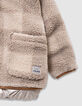 Plumas reversible dorado y sherpa cuadros niña-7