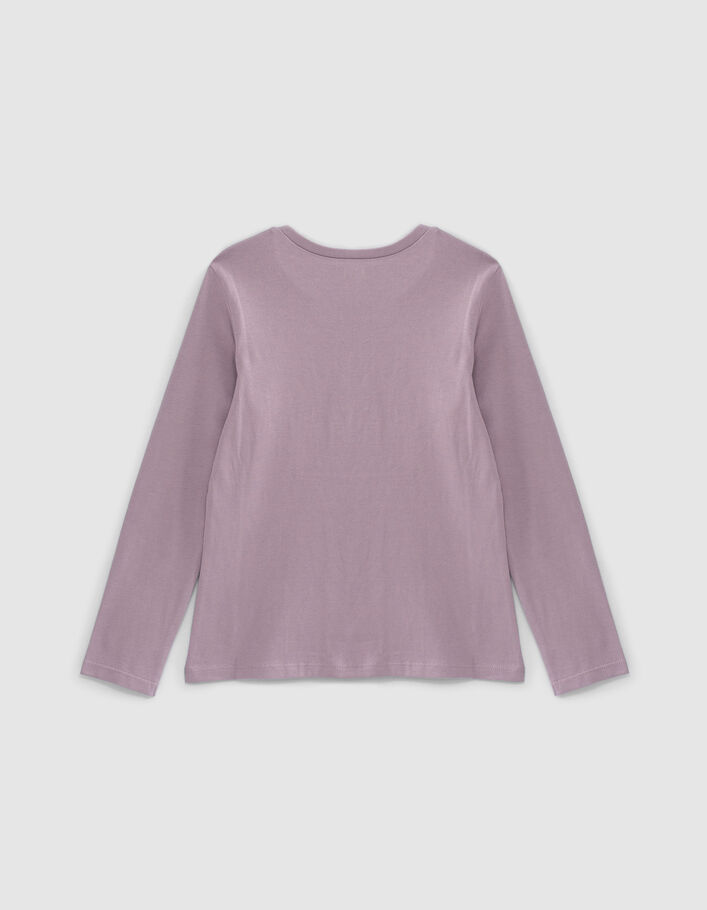 Girls’ violet T-shirt with cat in glittery scarf-4