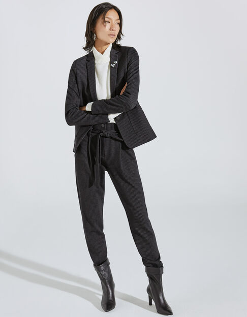 Women’s striped viscose blend straight suit trousers