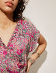 Women’s fuchsia floral bandana print long dress-6