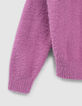 Girls’ dark pink knit sweater with embroidery-5