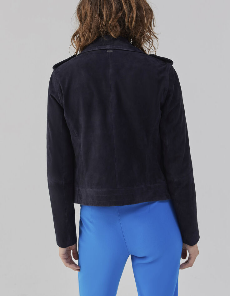 Women’s navy suede biker-style jacket-2