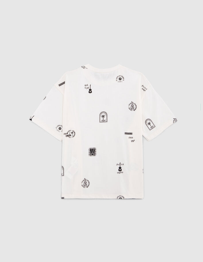 Boys’ ecru T-shirt with rock drawings - IKKS