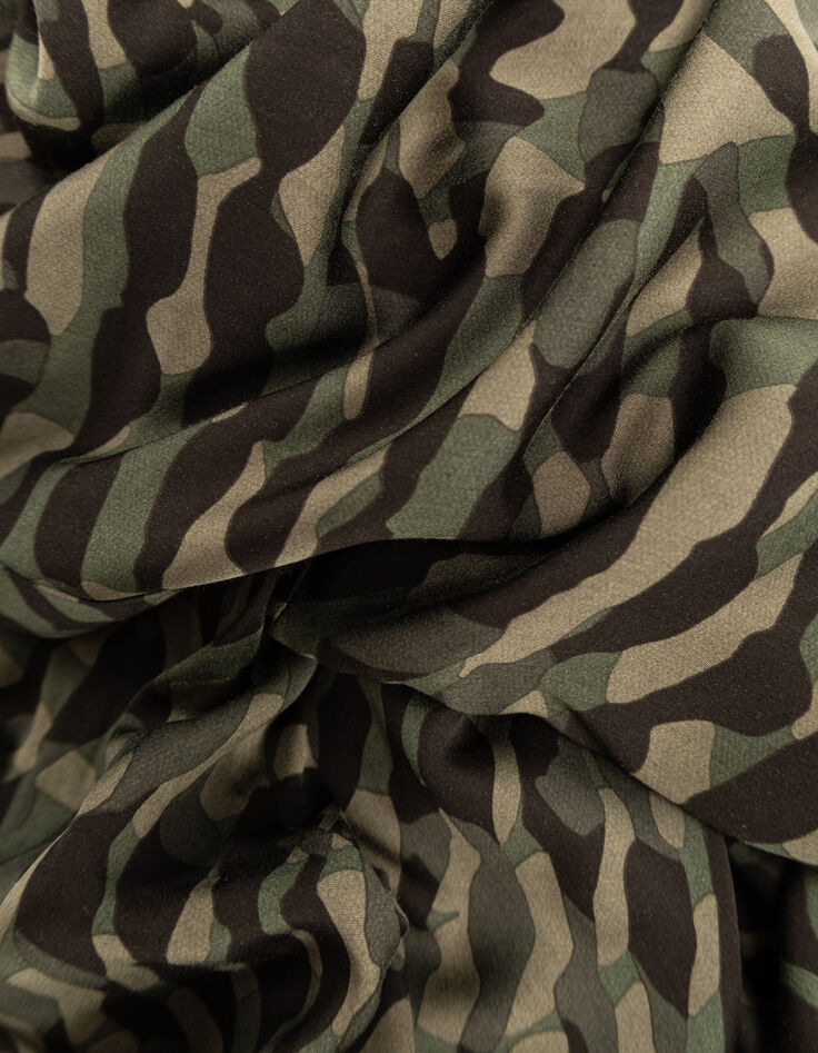 Kleid mit khakifarbenem Camouflage-Print für Damen-7