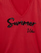 Tee-shirt encolure V rouge message-6