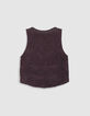 Top sans manches bordeaux motifs brod&eacute;s crochet Femme-8