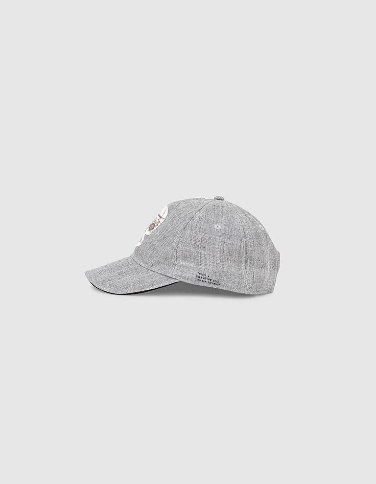 Boys’ medium grey marl cap with skull print-1