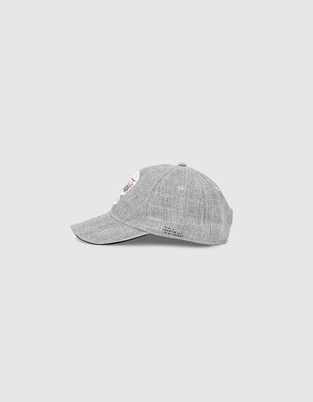 Boys’ medium grey marl cap with skull print