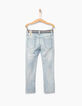 Girls’ white blue slim 7/8 jeans, braided belt -5