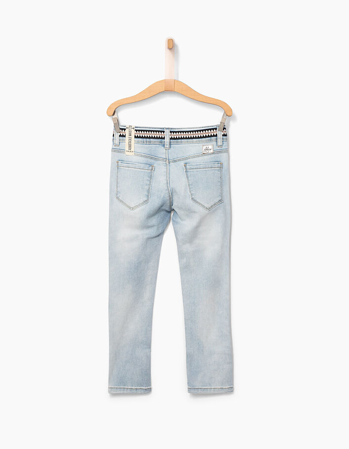 Girls’ white blue slim 7/8 jeans, braided belt  - IKKS