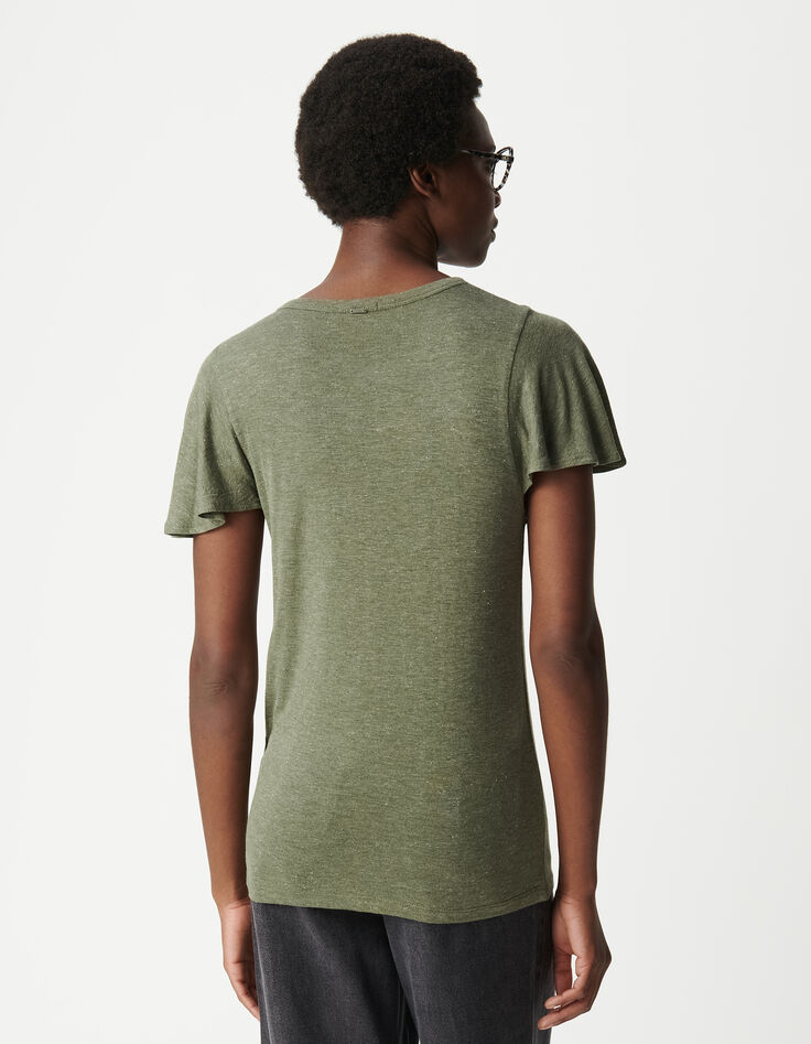 Women's khaki lurex knit tee-3