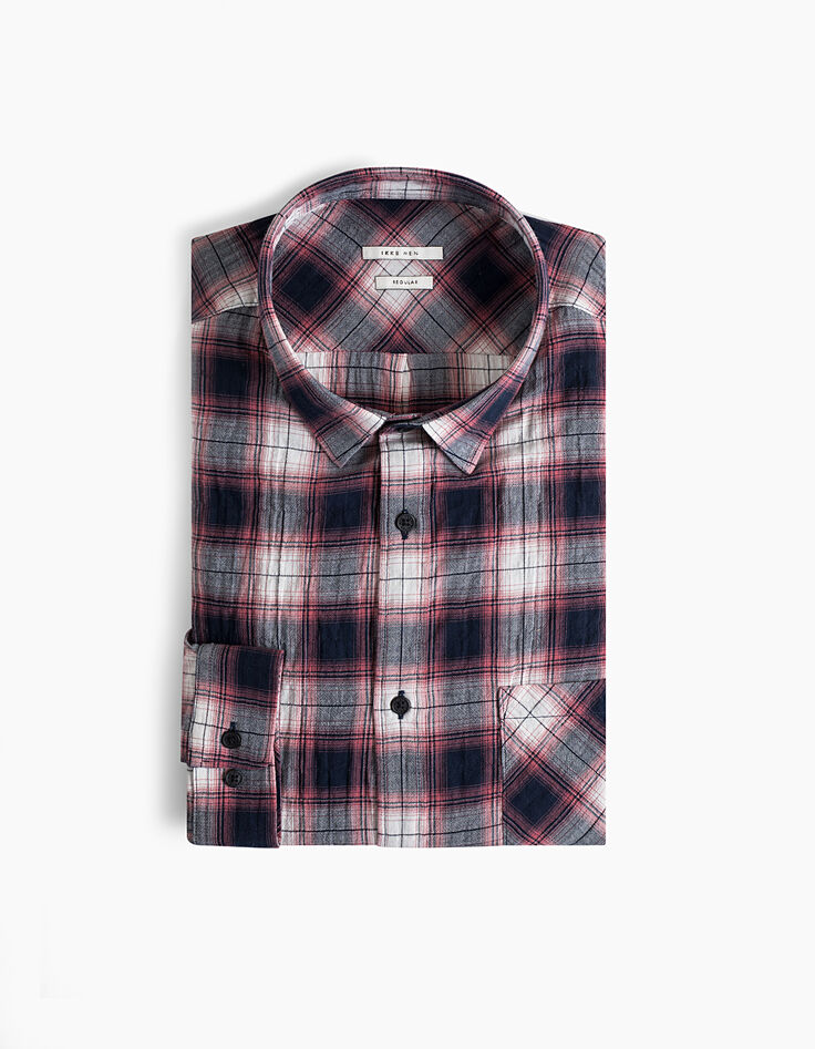 Chemise regular vermillon à carreaux Homme-2
