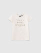 Ecru T-shirt metallic tekst meisjes-1