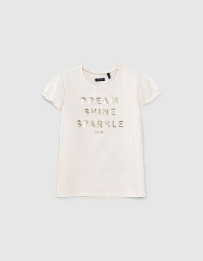 Ecru T-shirt metallic tekst meisjes - IKKS