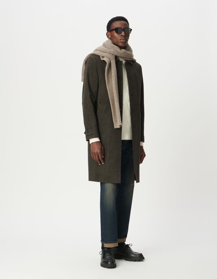 Men’s khaki check coat-7
