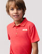 Rotes Jungen-Poloshirt, Gummistreifen am Kragen-2