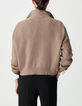 Jersey camionero beige punto acanalado mujer-3
