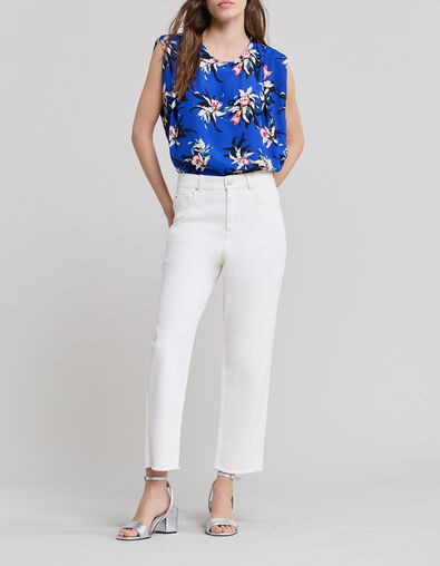 Kobaltblauwe top LENZING™ ECOVERO™ paradijsbloemen Dames - IKKS