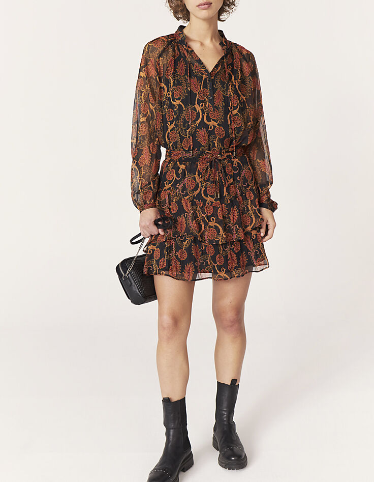 Jupe courte en voile imprimé fleur des sables femme-7