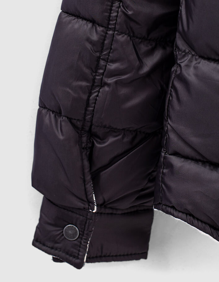 Boys’ black and check reversible padded jacket - IKKS