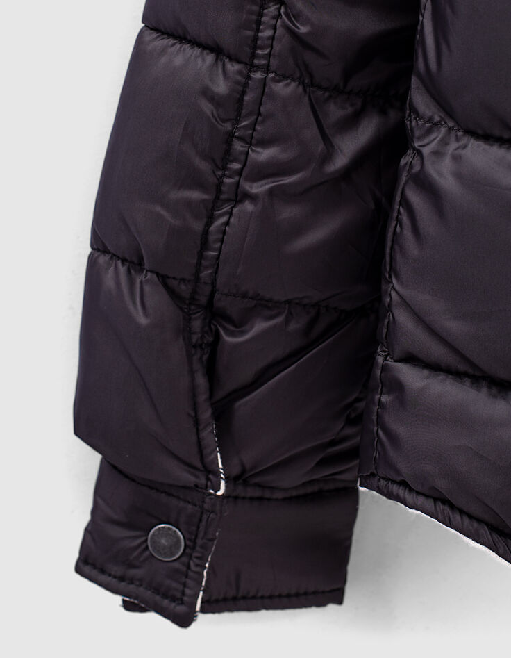 Jungenwendesteppjacke, Karos und Schwarz -8 Jungenwendesteppjacke, Karos und Schwarz -8