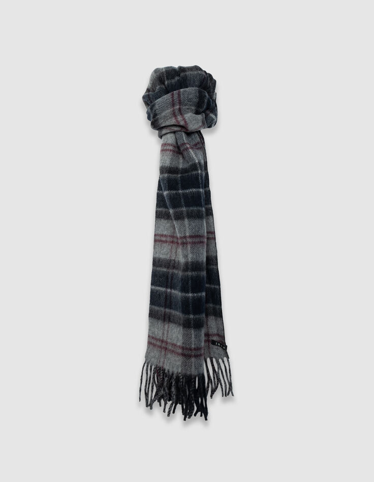 Grauer und schwarzer Herrenschal doppelseitiges Karomuster-2