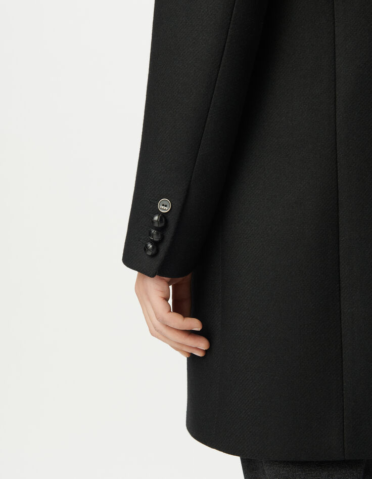 Manteau noir lainage col officier Homme-5