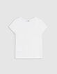 T-shirt blanc maille nid d'abeille fille-6