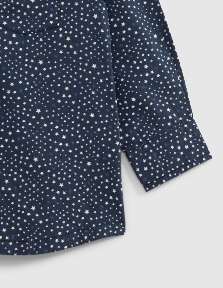 Camisa beb&eacute; ni&ntilde;o estampado estrellas azul marino-4