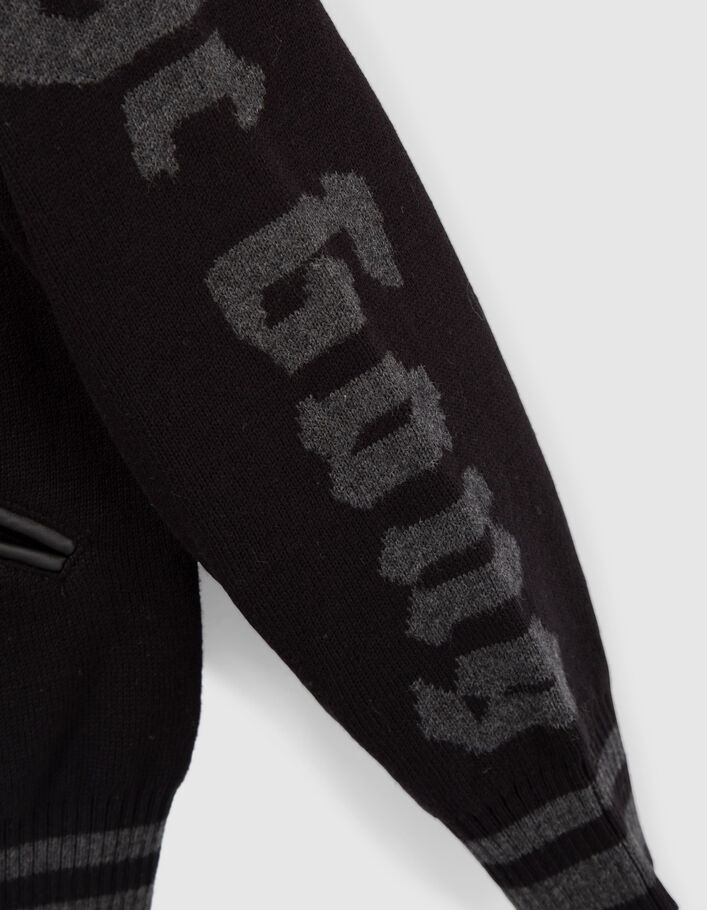 Zwart gebreid vest bomberstijl jacquard jongens-6