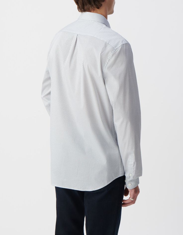 Men's white geometric print REGULAR shirt-2