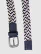 Cinturón azul marino, crudo, beige trenzado niño-4