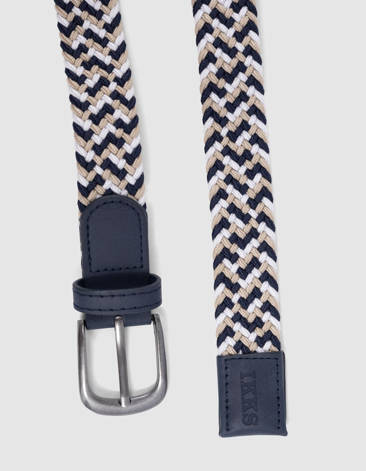 Cinturón azul marino, crudo, beige trenzado niño-4