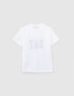 T-shirt blanc coton bio print et broderie garçon-3