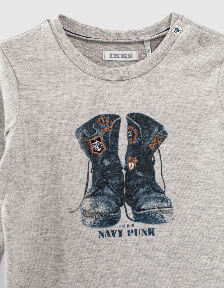 Baby boys’ grey boots image organic cotton T-shirt-2