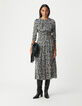 Robe longue noire LENZING™ ECOVERO™ imprimé minimal flower Femme-1