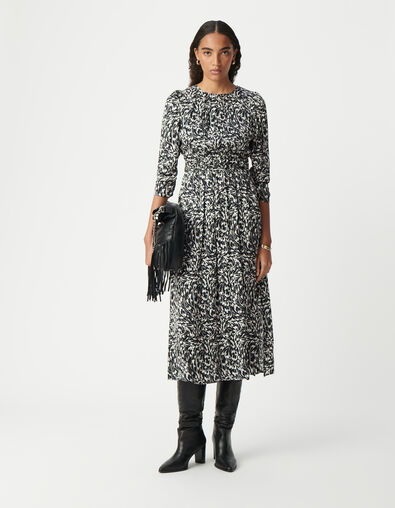 Robe longue noire LENZING™ ECOVERO™ imprimé minimal flower Femme - IKKS