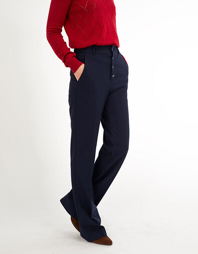 I.Code navy blue button fly trousers - IKKS