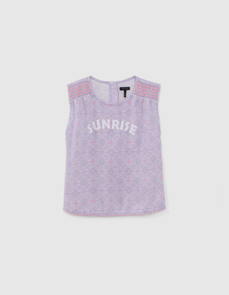 Lila Mädchentop mit kubanischem Steingut-Print-1