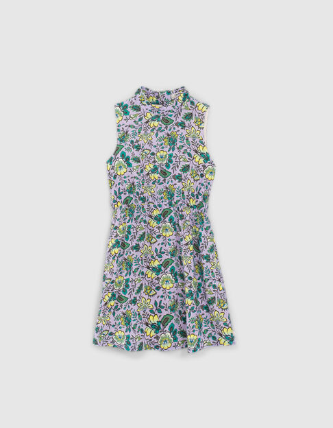 Lila jurk print maxi-bloemen mini me meisjes - IKKS