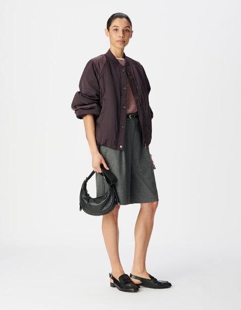 Dames oversized bordeauxrode nylon bomber - IKKS