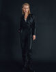 Women&rsquo;s black lambskin leather long jumpsuit-7