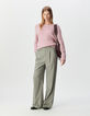 Women&rsquo;s grey suit trousers with pink stripes-1