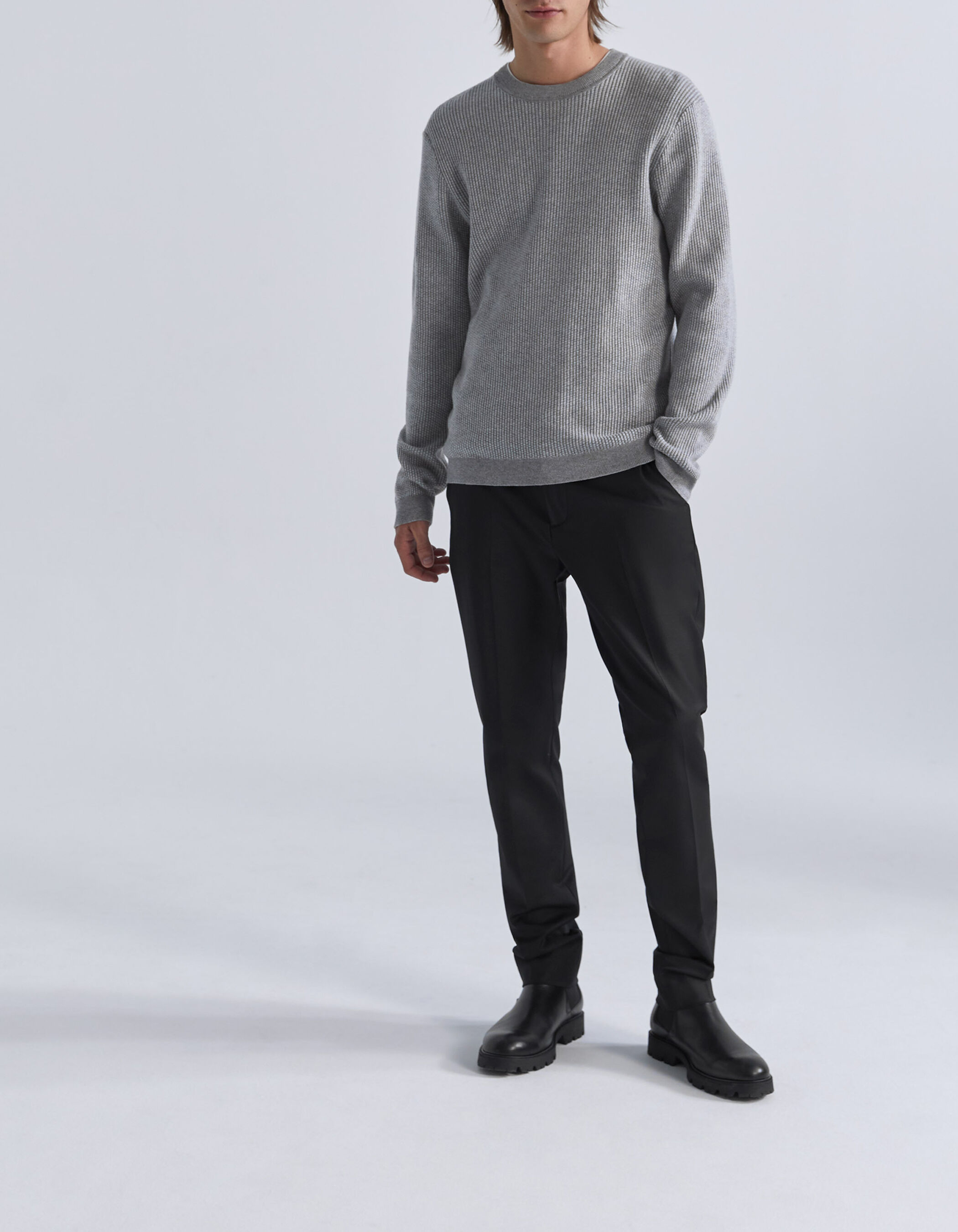 Grey cheap waffle jumper