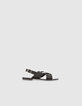 Sandales plates cuir noir décor maxi chaîne métal Femme-2