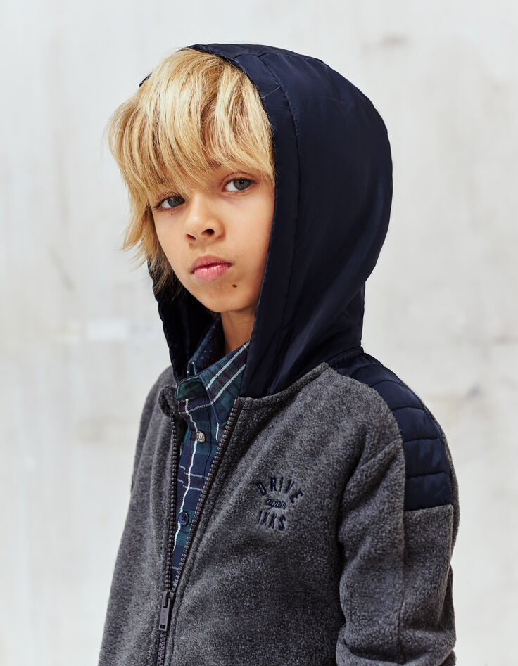 Boys' mixed-material cardigan -1