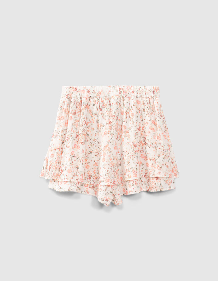 Gebroken witte rok-short met bloemenprint meisjes - IKKS