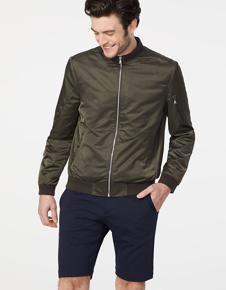 Men’s khaki satin nylon bomber jacket-2